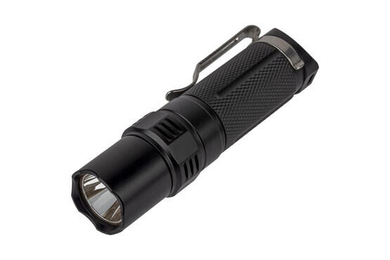 The Fenix Light PD25 handheld flashlight is made from durable black anodized aluminum